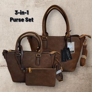 Brown 3-in-1 Purse Set